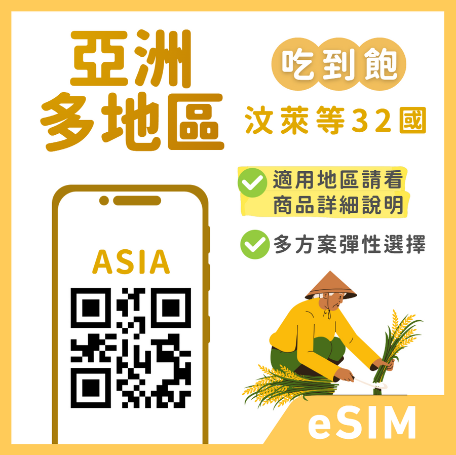 【亞洲eSIM】遊亞洲高速通 | 總量方案