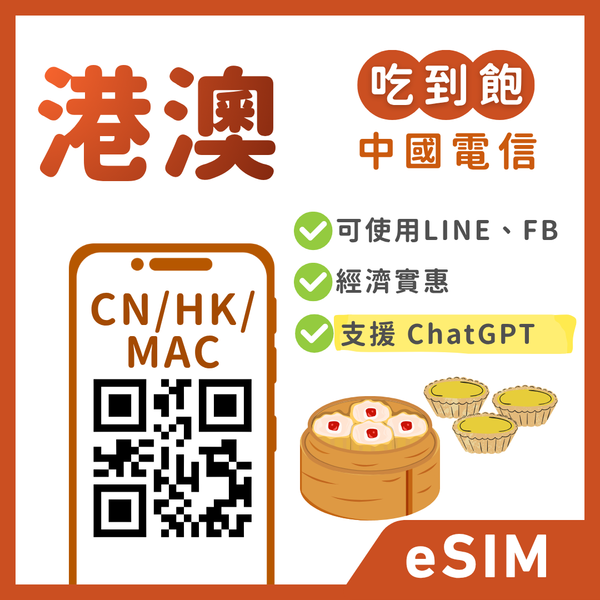 【港澳eSIM】暢遊兩地通｜LINE/FB/IG 直接用｜吃到飽、多方案彈性自選