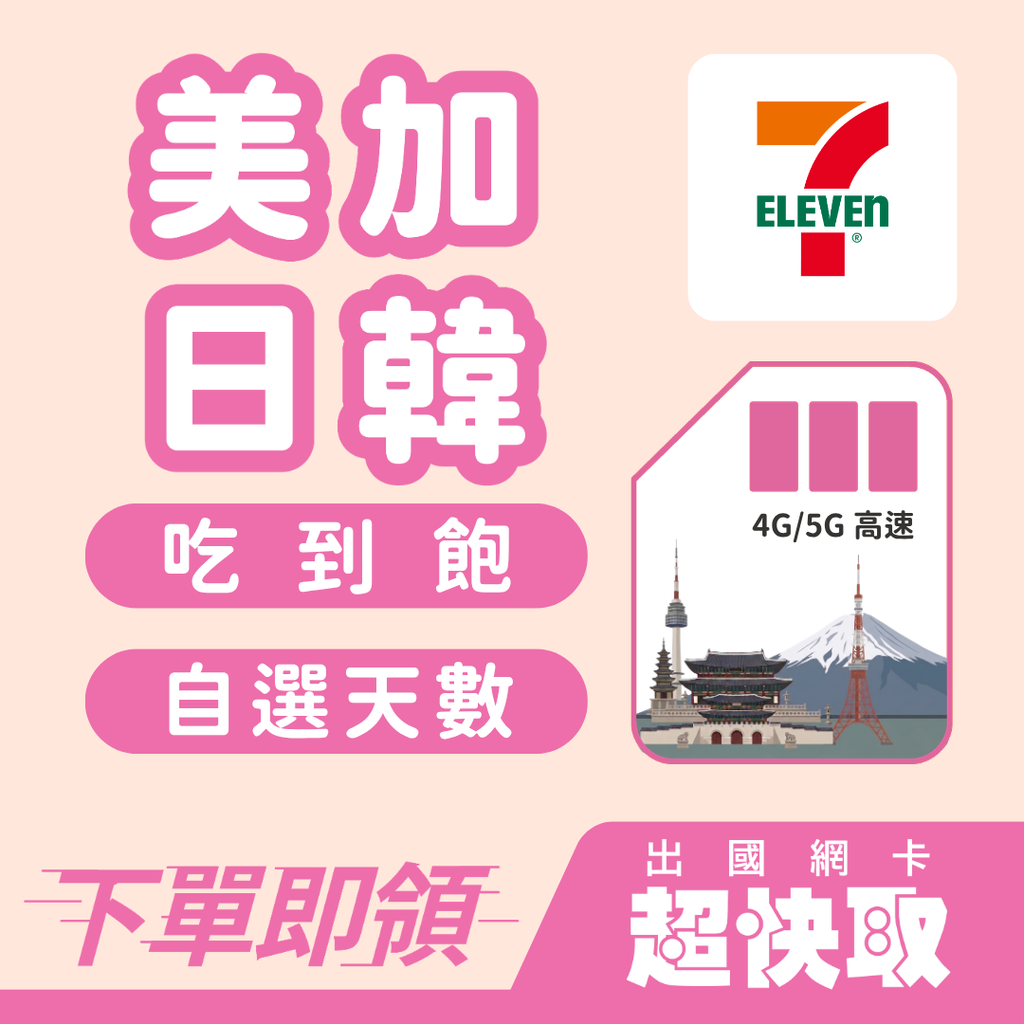 ｜美國｜加拿大｜日本｜韓國｜吃到飽不降速｜出國網卡超快取
