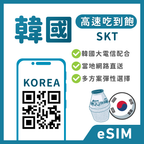 韓國eSIM｜吃到飽方案｜SKT電信｜1-90天方案｜
