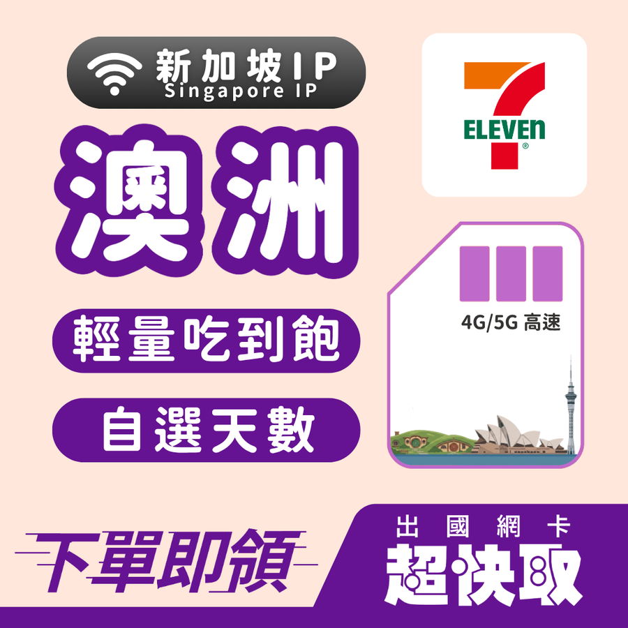 ｜澳洲｜新加坡IP｜輕量吃到飽｜出國網卡超快取